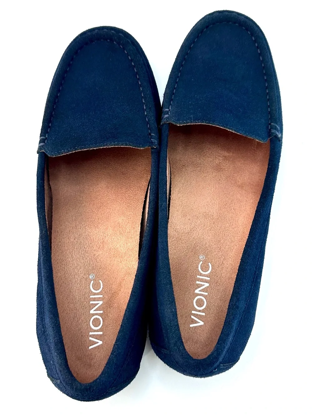 Vionic Debbie Suede Moccasin Loafers Comfort Flats Size 9 Blue